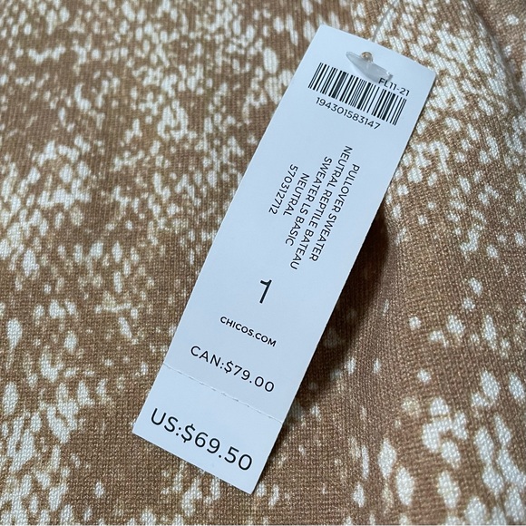 Chico’s neutral Reptile Bateau sweater - Picture 8 of 10